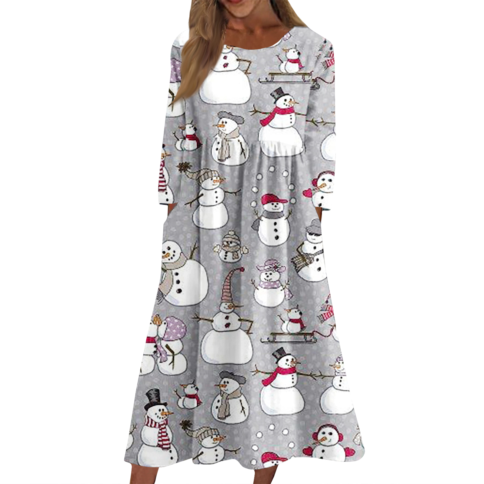 womens christmas dresses funny Women's Nightgown – Long Sleeve V-Neck Dress With Holiday Prints, Cozy & Loose For Parties Funny Printed Holiday Dress Long Sleeve Sleeve:Thick Strap