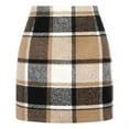 thumbnail image 1 of HAJWOH Womens High Waist Plaid Skirt Bodycon Pencil Faux Wool Mini Skirts Coffee S, 1 of 4