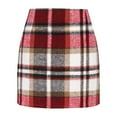 thumbnail image 1 of HAJWOH Womens High Waist Plaid Skirt Bodycon Pencil Faux Wool Mini Skirts Red XXL, 1 of 4