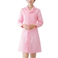 thumbnail image 1 of HAJWOH Womens Nurse Scrubs Dress Formal Lapel Neck Long Sleeve Button Work Dress Stretchy Comfortable Scrubs Dresses Pink XXL, 1 of 5