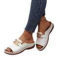 thumbnail image 1 of HAJWOH Womens Orthopedic Sandals Arch Support Flat Wedge Sandals Lightweight Non Slip Slip on Walking Shoes Soft 2026 Orthopedic Shoes White 43, 1 of 4