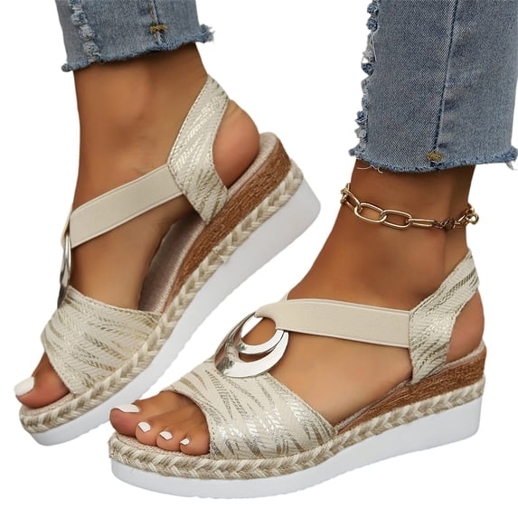 HAJWOH Womens Orthopedic Sandals Non Slip Slip on Arch Support Summer Flat Sandals Wide Orthopedic Slippers Comfortable Orthopedic Shoes Beige 43