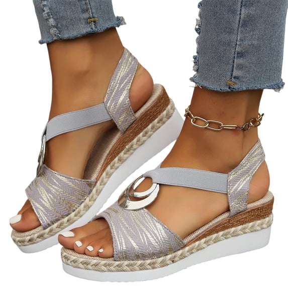 HAJWOH Womens Orthopedic Sandals Non Slip Slip on Arch Support Summer Flat Sandals Wide Orthopedic Slippers Comfortable Orthopedic Shoes Gray 42
