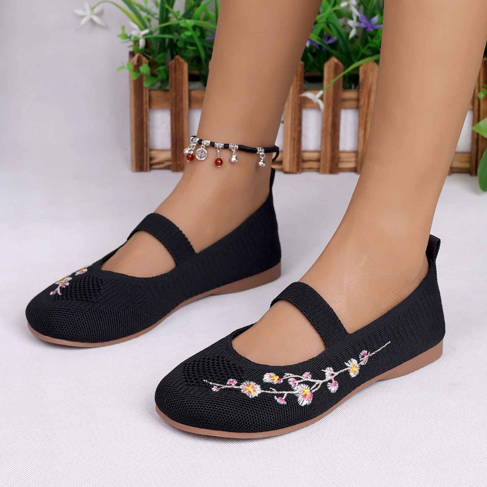 HAJWOH Womens Orthopedic Shoes Arch Support Slip on Non Slip Nurse Shoes Breathable Knitted Mesh Stretch Hiking Shoes Comfortable 2026 New Orthopedic Shoes Black 40