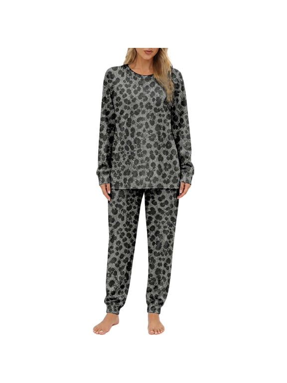 Womens Pajama Sets Leopard Print Pjs 2 Piece Jogger Pants Lounge Sets