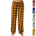 thumbnail image 1 of HAJWOH Womens Pants Plaid Drawstring Warm Bottoms Winter Holiday with Elastic Waist with Pockets, 1 of 5