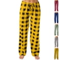 thumbnail image 1 of HAJWOH Womens Pants Plaid Drawstring Warm Bottoms Winter Holiday with Elastic Waist with Pockets, 1 of 5