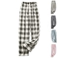 thumbnail image 1 of HAJWOH Womens Plaid Fluffy Pajama Pants Cozy Lounge Pants with Pockets Winter Warm Bottoms, 1 of 5