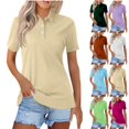 thumbnail image 1 of HAJWOH Womens Polo Shirt Back To School Short Sleeve Collared Top Button Down Breathable Work Golf Tennis Basic Dressy Blouses, 1 of 6