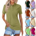 thumbnail image 1 of HAJWOH Womens Polo Shirt Back To School Short Sleeve Collared Top Button Down Breathable Work Golf Tennis Basic Dressy Blouses, 1 of 6
