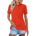 thumbnail image 1 of HAJWOH Womens Polo Uniform Shirts School Saffron Short Sleeve Uniform Top Casual Button Tshirts 2026 Summer New with Collar Golf Polo Shirt Workout Clothes, 1 of 4