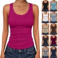 thumbnail image 1 of HAJWOH Womens Sleeveless Scoop Neck Tank Tops Summer Casual Basic Slim Fit Ribbed Knit Racerback Workout Cami Shirts, 1 of 5