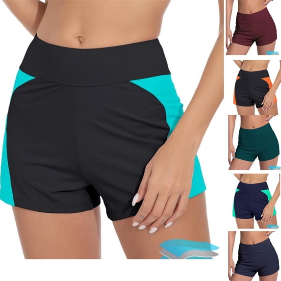 HAJWOH Womens Swim Shorts High Waisted Stretch Bathing Suit Bottoms Swimsuit Surfing Board Shorts