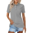 thumbnail image 1 of HAJWOH Womens Uniforms Tops for Work School Short Sleeve Tops Dressy Casual Button T-Shirt 2026 New with Collar Golf Polo Shirts Lightweight Clothing Gray L, 1 of 5