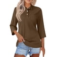 thumbnail image 1 of HAJWOH Womens Uniforms Tops for Work Short Sleeve Uniforms Dressy Casual Button Down T-Shirt 2026 Spring New with Collar Golf Polo Shirt Comfortable Clothes Brown XL, 1 of 5