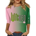 HAJWOH Womens Wicked Shirts 2025 3/4 Length Sleeve Tops Casual Crewneck
