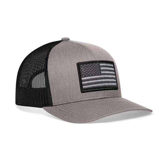 HAKA American Flag - Gray & Black Trucker Hat – Tactical USA Flag Mesh Snapback Cap for Men, Women & Golf, Patriotic Baseball Dad Hat