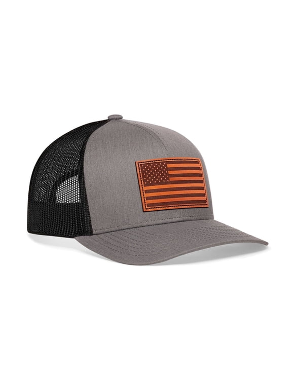 HAKA American Flag Gray & Black Trucker Hat – USA Flag Mesh Snapback Cap for Men, Women & Golf, Patriotic Baseball Dad Hat
