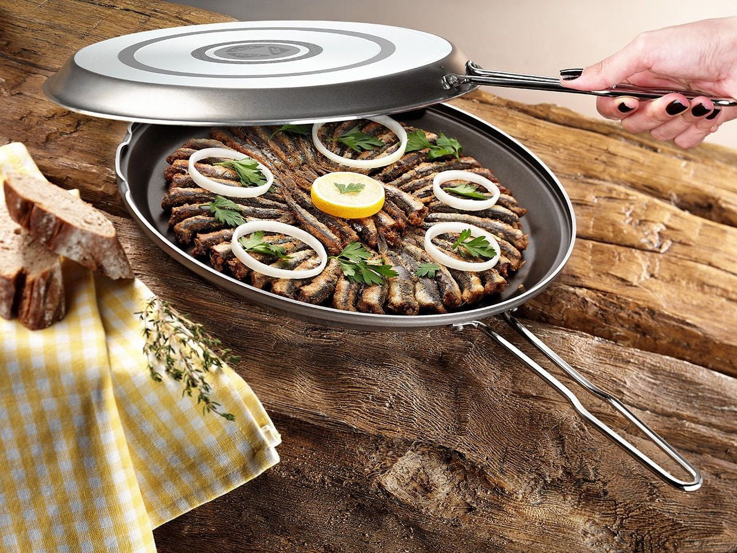 Pizza Grill Pan 12″ w/ Removable Handle Perforated Non-Stick BBQ Grilling  Dish