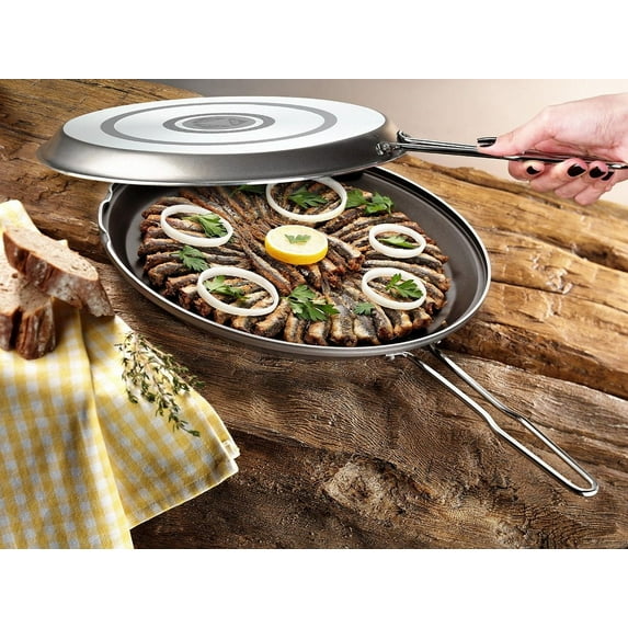HAKAN Non-Stick Double Side Fish Grill Pan, Borek Pan, Double Sided Skillet Pan, 12.5 inches