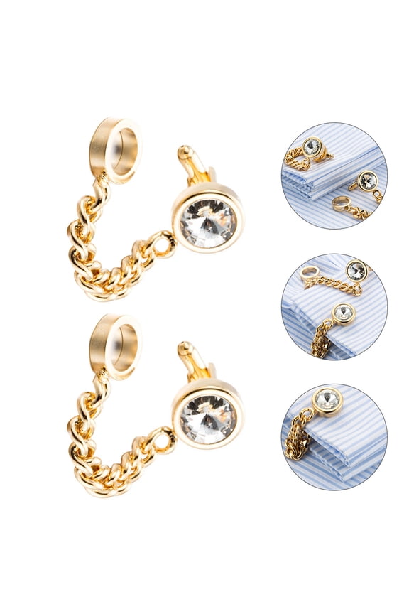 1 Pair Cuff Links with Chain for Men Shirt Cuff Studs