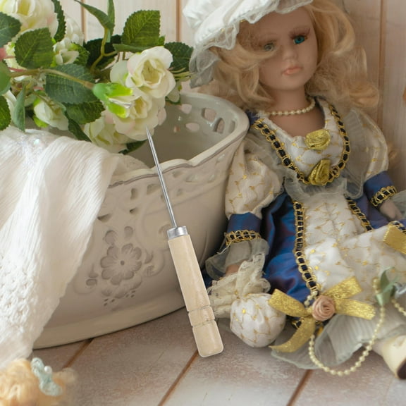 HAKIDZEL 1 Set Metal and Wood Rerooting Tool for Doll Hair Diy Wig Making with Ergonomic Grip