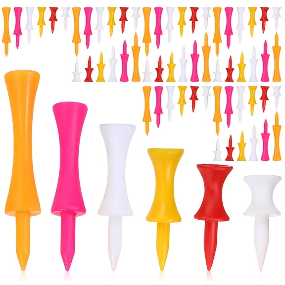 HAKIDZEL 120Pcs Assorted Color Plastic Castle Golf Tees Short Golf Accessories For Training Practicing 31mm To 70mm In