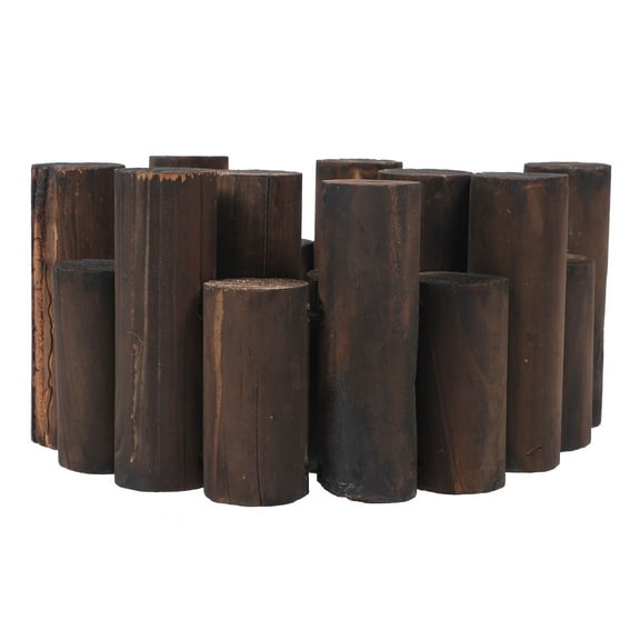 HAKIDZEL 1Pack Black Carbonized Wood Round Column Fence For Garden Edging And Landscape Border 90x5.9in