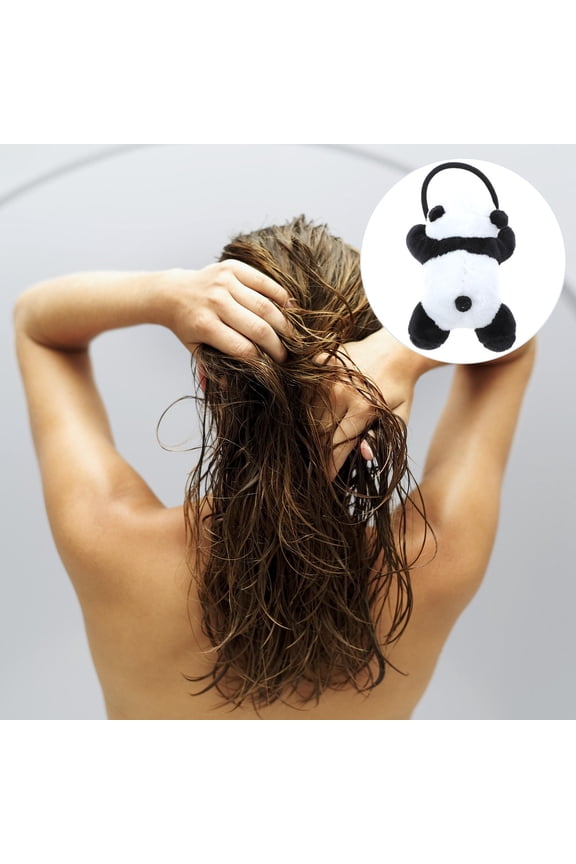 1Pack Multi Color Flannel Panda Shape Hair Tie for Women and Girls