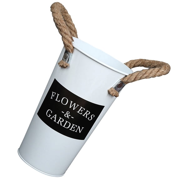 HAKIDZEL 1Pcs Iron Flower Vessel Rustproof for Windowsill Cabinets Decor White