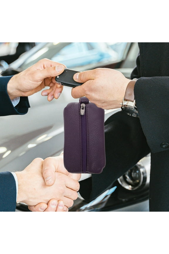 1Pcs Purple Key Case Wallet Pouch Bag with Card Holder Keychain for Men and Women Everyday Use