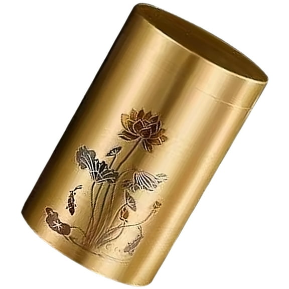 HAKIDZEL 1Set Small Tea Container Golden Brass Airtight for Hotel and Restaurant 8.2X5Cm