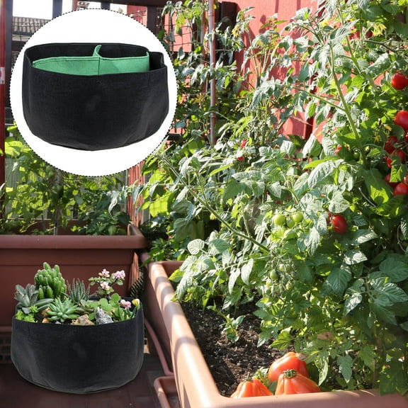 HAKIDZEL 1Set Thickened Felt Planting Pouch Non-Woven Nursery Bag for Outdoor Gardening 23.6x23.6x7.9in