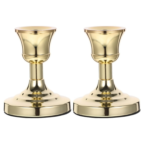 HAKIDZEL Metal Candlestick Holder Tabletop Iron Silver 2Pcs