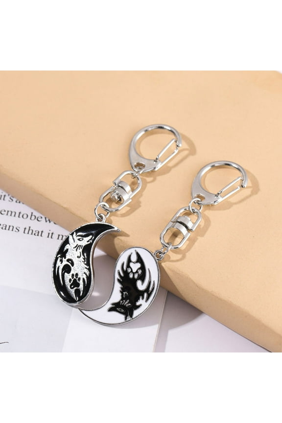2Pcs Wolf Head Key Chain Zinc Alloy Vintage Key Organization Family Daily Use