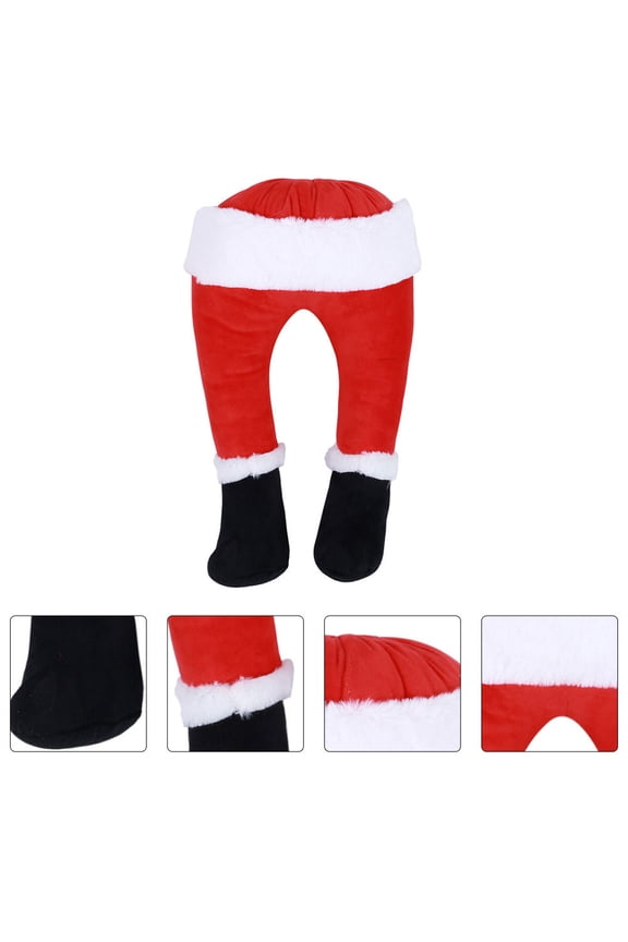 Christmas Decor 2Pcs Stuffed Santa Legs Red Cloth Decorative Fake Legs
