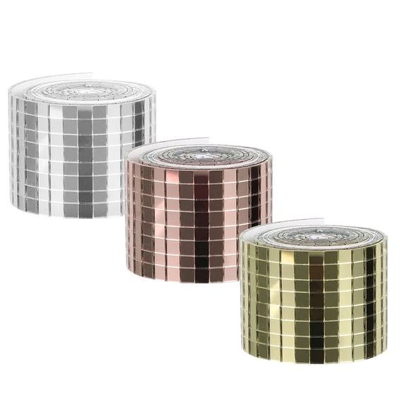 HAKIDZEL 3 Rolls Adhesive Mirror Sheet Mini Square Mirror Sticker Rose Gold Decorative Bathroom