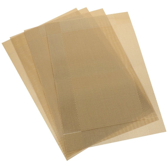HAKIDZEL 4Pcs Golden PVC Table Mats for Kitchen and Dining Table Heat Resistant and Oilproof