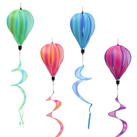 HAKIDZEL 4pcs Hot Air Balloon Windmill Pendent Rainbow Hot Air Balloons Cloth for Parties