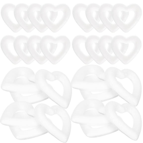 HAKIDZEL Heart Shaped Globes Foam Hollow Hearts White Foams 50Set