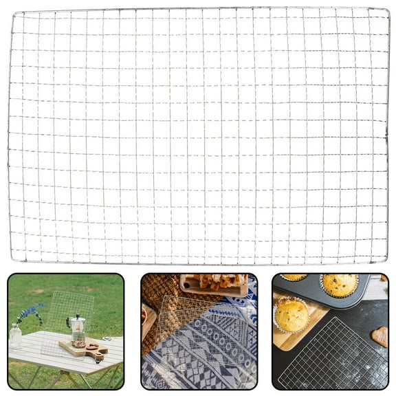 HAKIDZEL 5Pcs Grill Mat for Barbecue Heat-Resistant Silver 11.59X7.86X0.04In