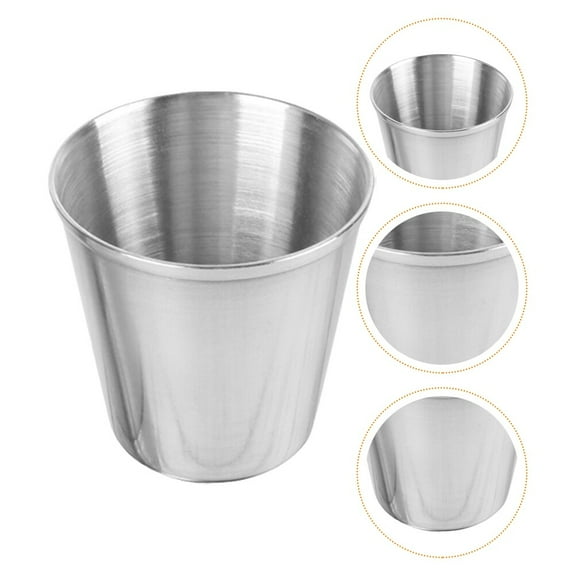 HAKIDZEL 5Pcs Small Dipping Cup in Silver for Birthday Party and Dinner 9.5X7CM