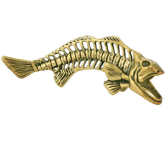 HAKIDZEL Golden Fish Bone Ornament 1Pcs Brass Piranha Statue for Home Office