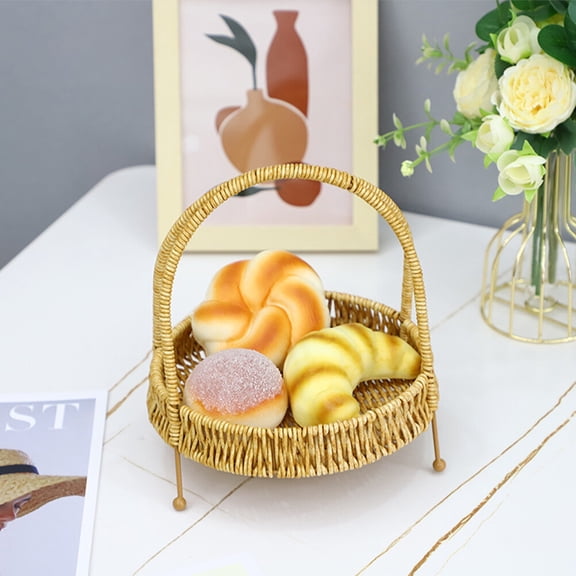 HAKIDZEL Reusable Fruit Basket Imitation Rattan for Home Daily Use with Woven Design 1Set