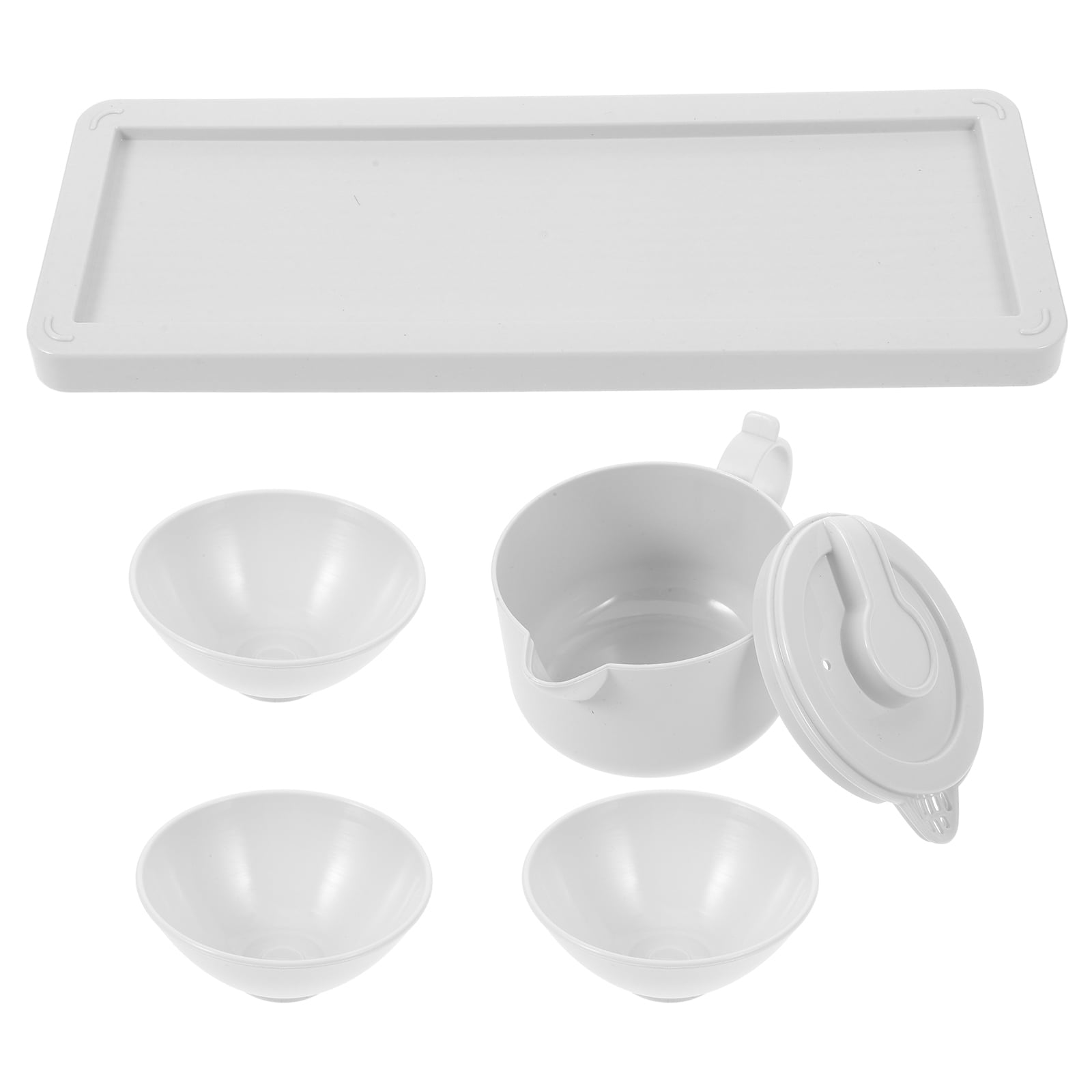HAKIDZEL Travel Tea Set Plastic 1Set 11x3.9x0.6in Tray 4.9x2.8x2.4in ...