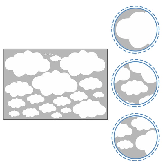 HAKIDZEL Wall Decor Stickers 1 Set White PVC Cloud Shape for Modern Design Home Supplies 51.2x16.5in