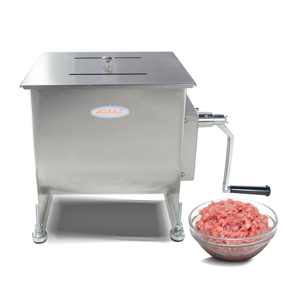 Hakka 15lb/7.5L Manual Meat Mixer, Stainless Steel 10L Fixed Tank Meat Mixer for Sausage