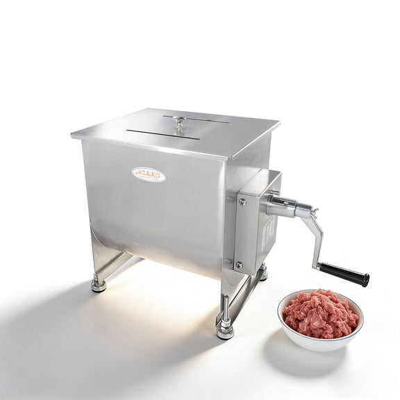 Hakka 7.5L/15lb Manual Meat Mixer, Stainless Steel Fixed Tank Sausage Mixer for Ground Meat and Sausage Filling