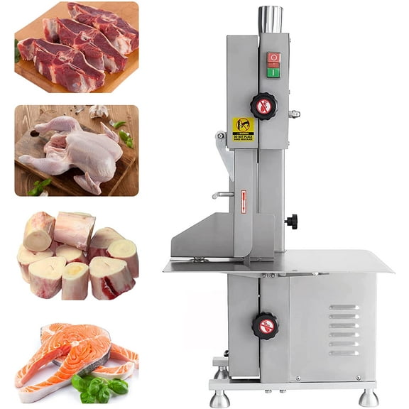 HAKKA BROTHERS Commercial Countertop Bone Saw Machine,Frozen Meat Cutter,750W Electric Meat Band Saw Bone Cutting Machine 1 hp, 120V