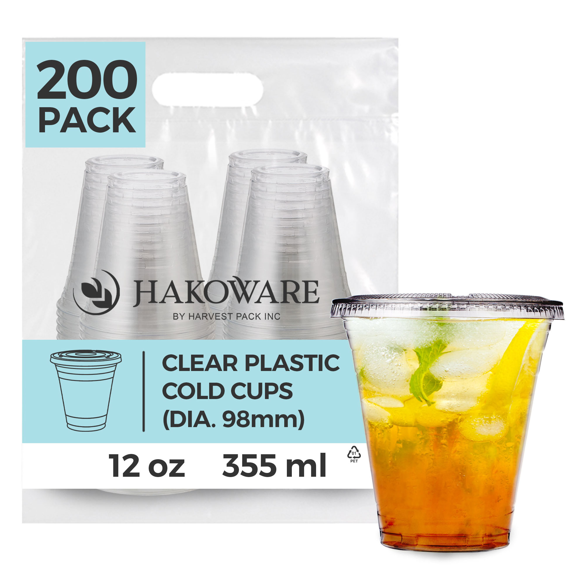 Netko Plastic Cups With Dome Lids 10 Sets Of 16 OZ Disposable Cups With
